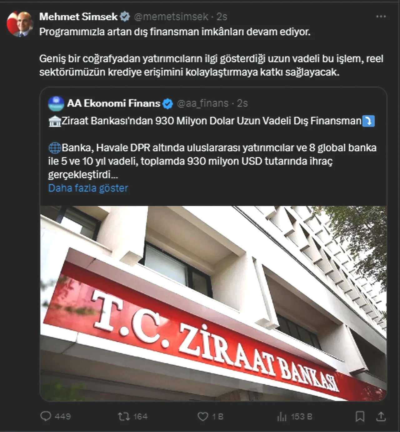 Ziraat Bankası'ndan önemli destek! Mehmet Şimşek bu durumu duyurmuştu